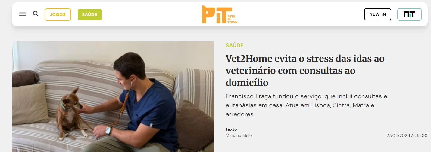 Pré-visualização da notícia da Pets in Town by NiT sobre o Vet2Home